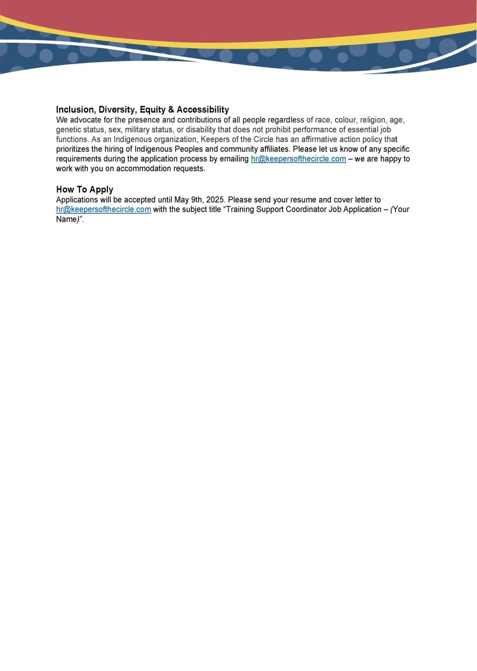 Training Support Coordinator