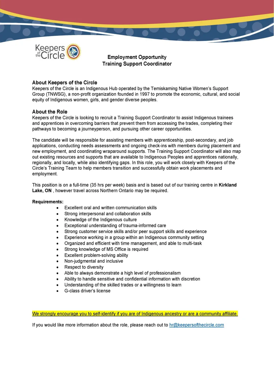 Training Support Coordinator