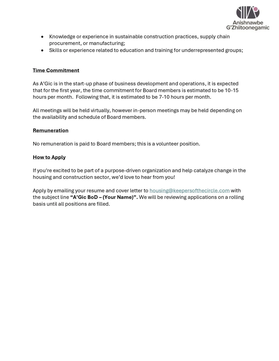 Board of Directors Call Out