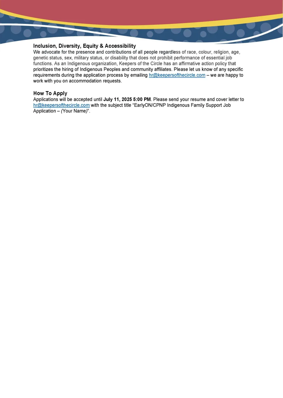 EarlyON Indigenous Family Support Worker