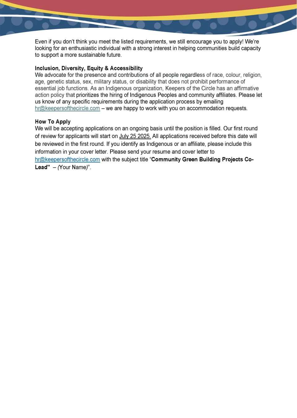 Community Green Building Projects Co-Lead