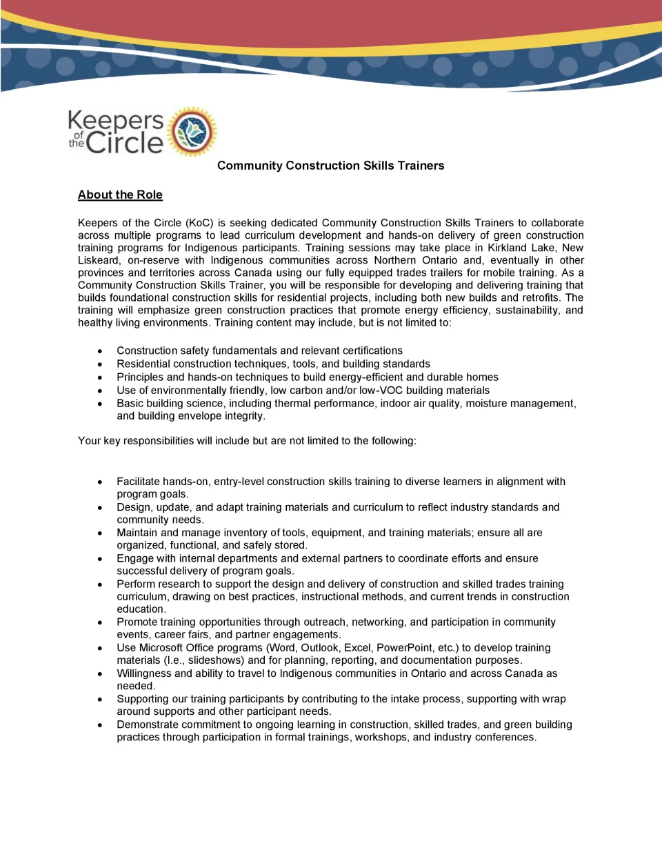 Community Construction Skills Trainer