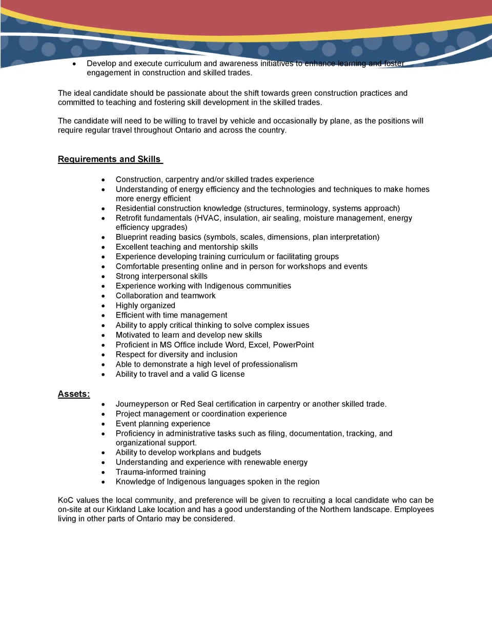 Community Construction Skills Trainer