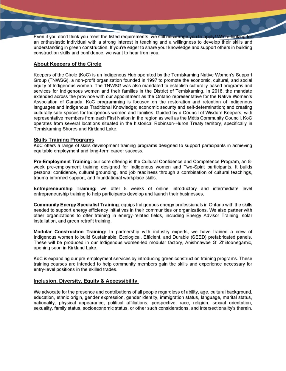 Community Construction Skills Trainer