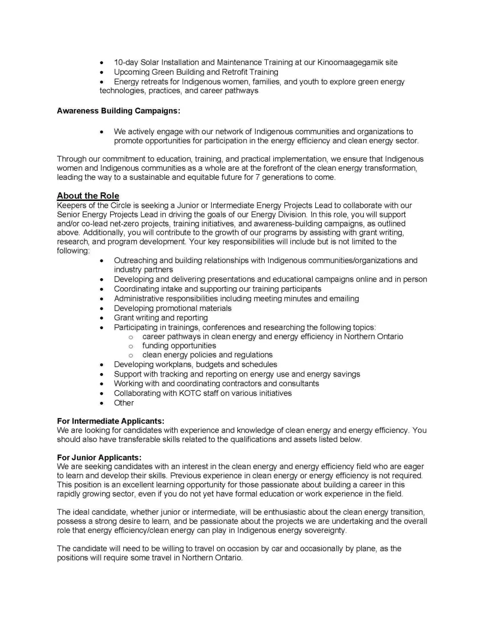 Junior or Intermediate Energy Projects Lead