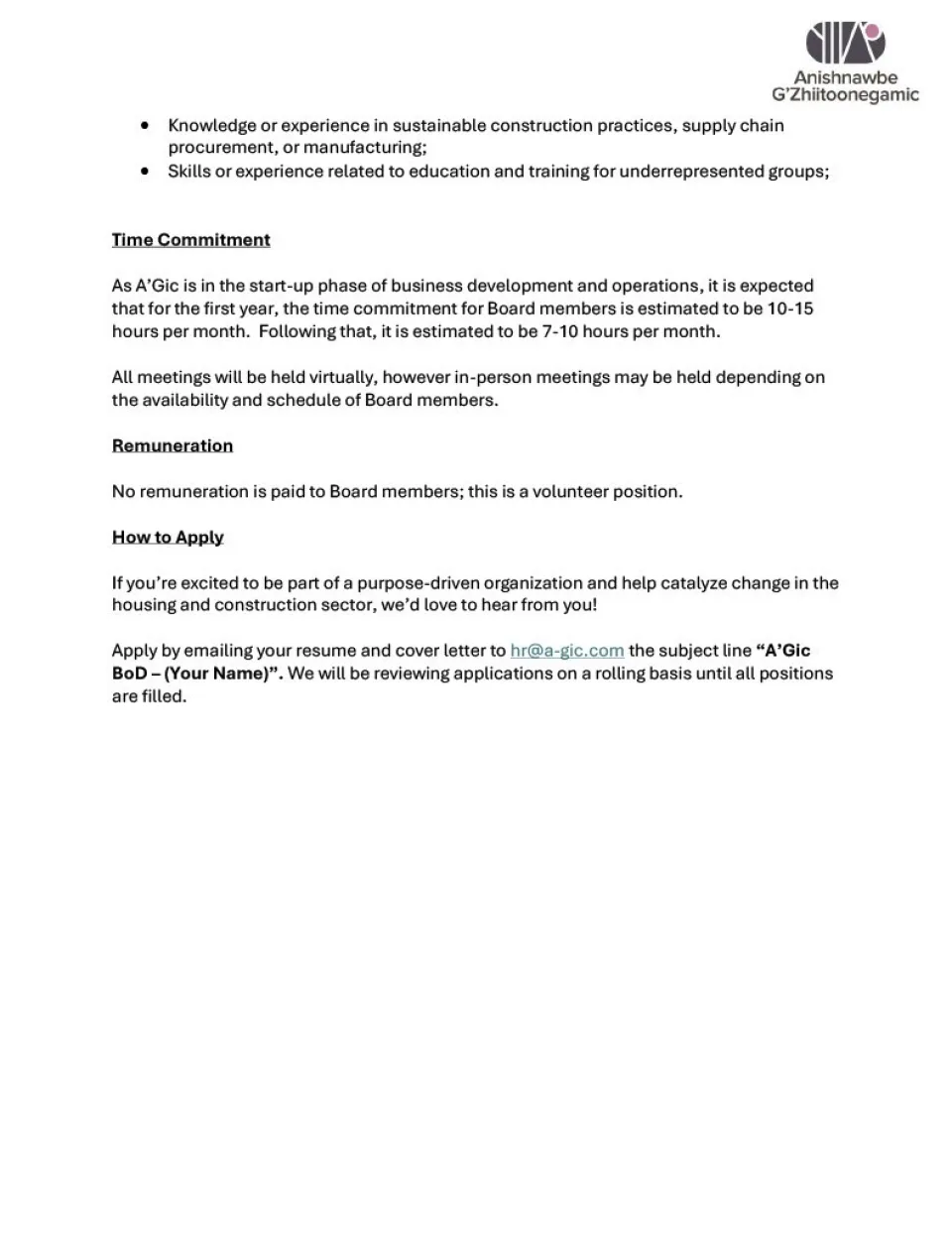 Board of Directors Call Out