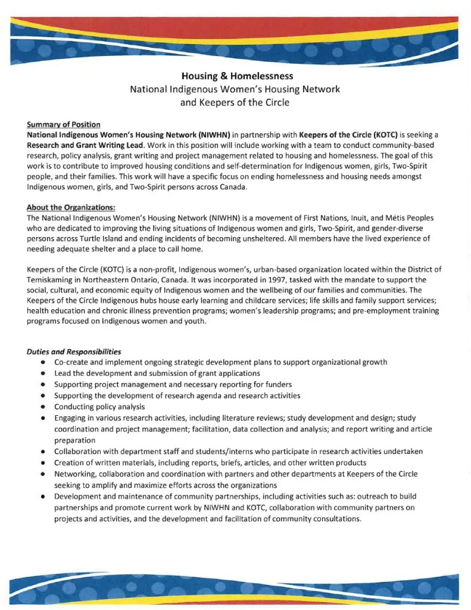 Research and Grant Writing Lead