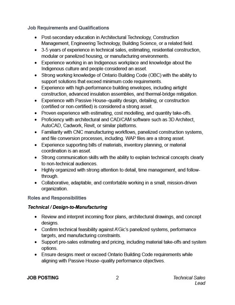 Technical Sales Lead