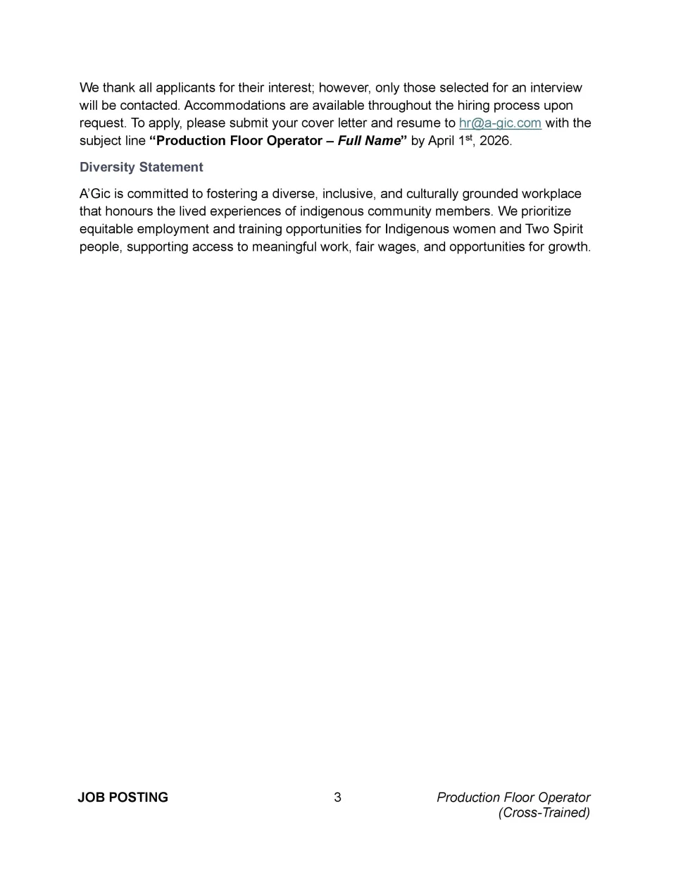 Production Floor Operator (Cross-Trained)