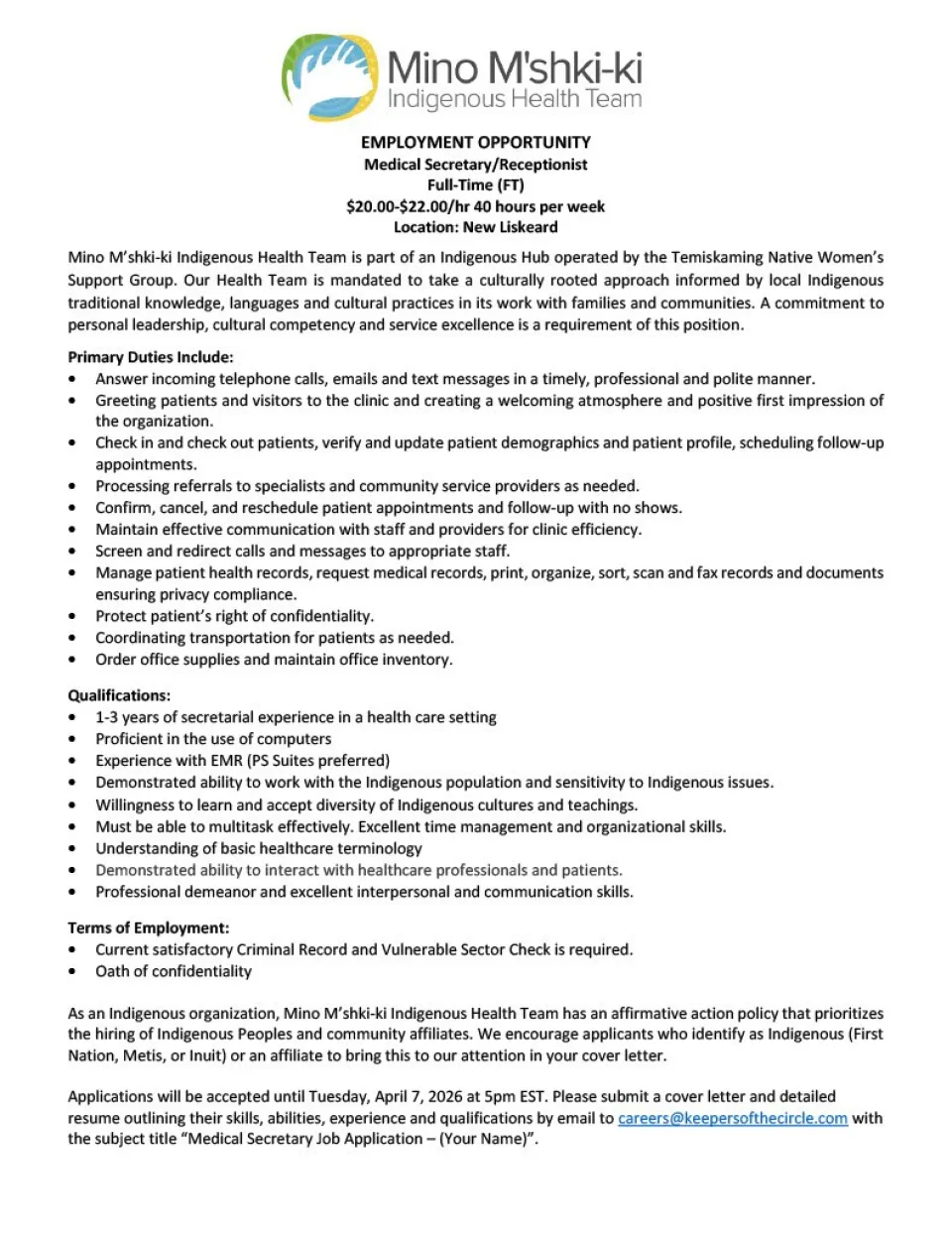 Medical Secretary/Receptionist