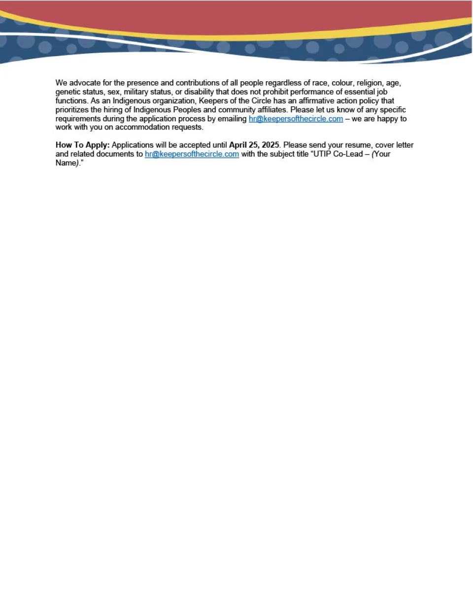 Unions, Training and Innovation Program Co-Lead Trades Training Coordinator