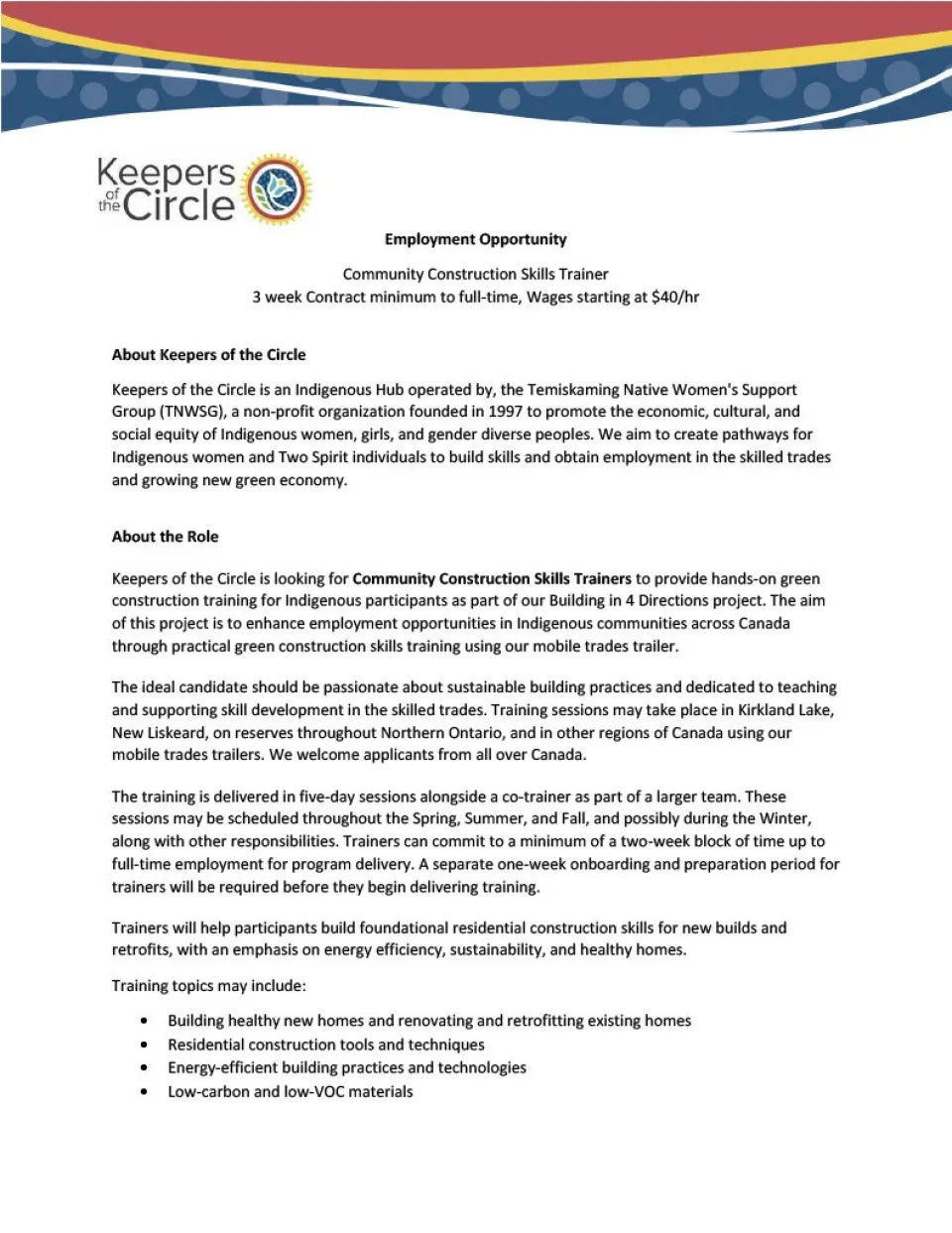 Construction Skills Trainer