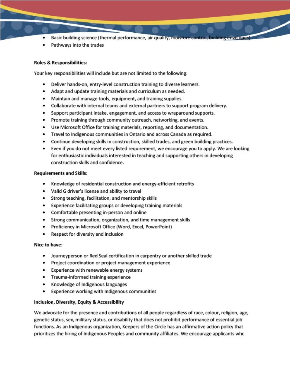 Construction Skills Trainer