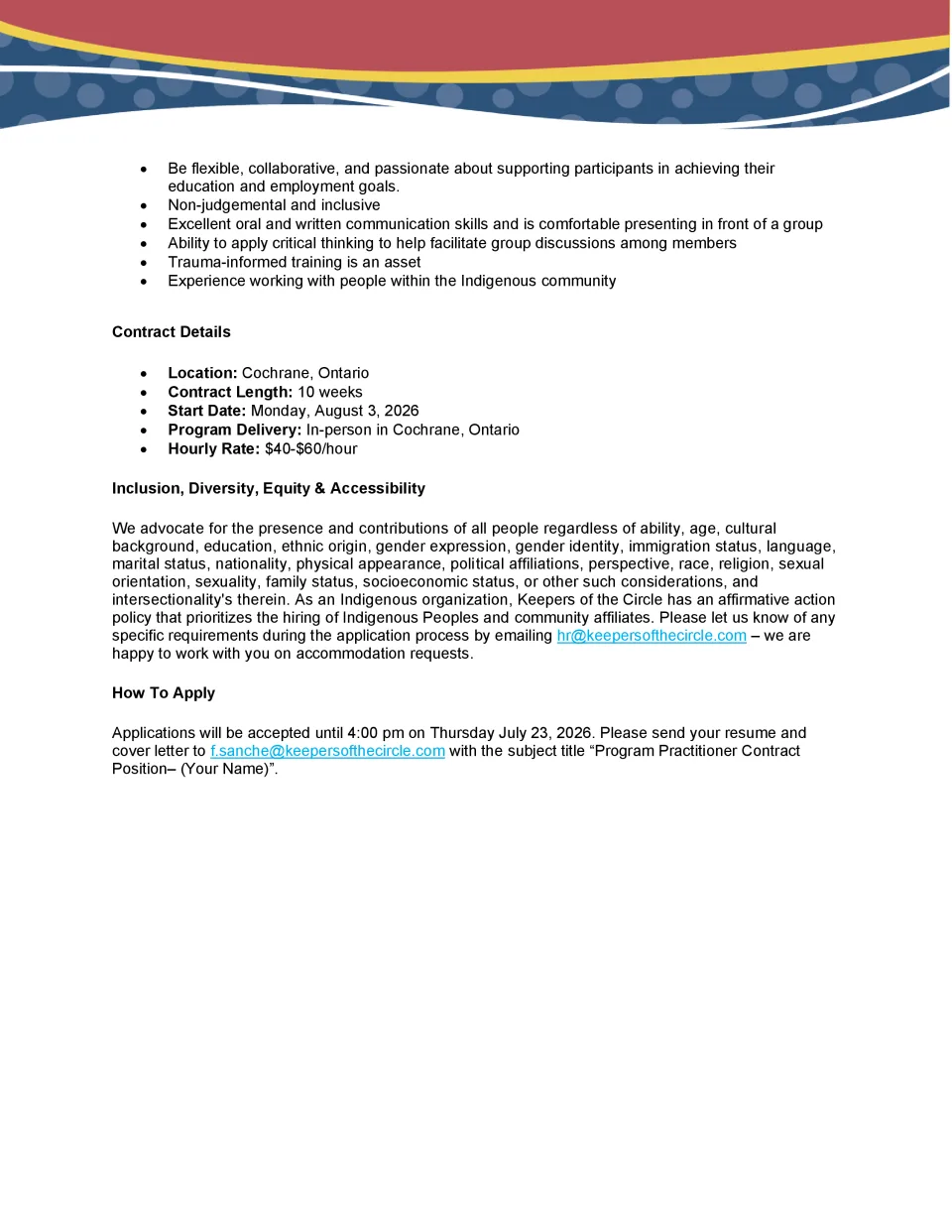 Program Practitioner (Contract)